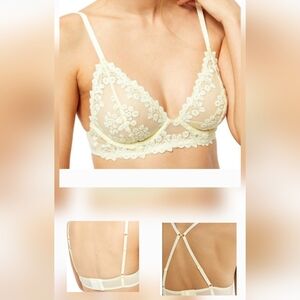 Free People Intimately Veronica Floral Lace Bralette Faded Sunshine NWT Sz 34C